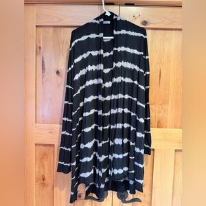 LA Made Super Soft Black and White Tie-Dye Open Cardigan